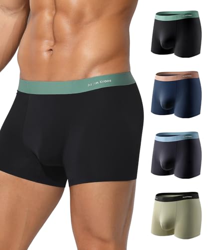 Mauro Kane Boxershorts Herren Modal Unterwäsche Männer 4er Pack Unterhosen Trunks Men Retroshorts Weich und Bequeme Shorts Schwarz/Blau/Dunkelblau/Grün M von Mauro Kane