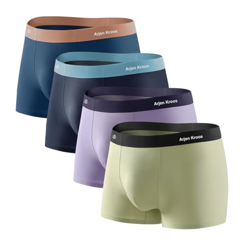 Mauro Kane Boxershorts Herren Modal Unterwäsche Männer 4er Pack Unterhosen Trunks Men Retroshorts Weich und Bequeme Shorts Blau/Dunkelblau/Lila/Grün M von Mauro Kane