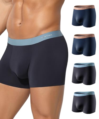 Mauro Kane Boxershorts Herren Modal Unterwäsche Männer 4er Pack Unterhosen Trunks Men Retroshorts Weich und Bequeme Shorts Blau/Dunkelblau S von Mauro Kane