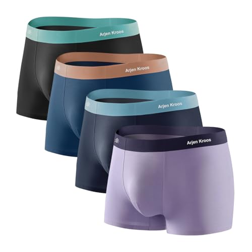 Mauro Kane Boxershorts Herren Modal Unterwäsche Männer 4er Pack Unterhosen Trunks Men Retroshorts Weich und Bequeme Shorts Schwarz/Blau/Dunkelblau/Lila XL von Mauro Kane