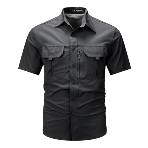 Mauro Kane Herren Hemd Kurzarm Workshirt Wasserdicht Oberhemden Herrenhemd Kurzärmelig Sommerhemd Arbeitshemd UV Schutz von Mauro Kane