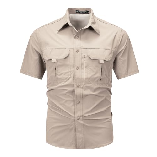 Mauro Kane Herren Hemd Kurzarm Workshirt Wasserdicht Oberhemden Herrenhemd Kurzärmelig Sommerhemd Arbeitshemd UV Schutz von Mauro Kane