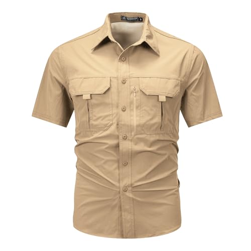 Mauro Kane Herren Hemd Kurzarm Workshirt Wasserdicht Oberhemden Herrenhemd Kurzärmelig Sommerhemd Arbeitshemd UV Schutz von Mauro Kane