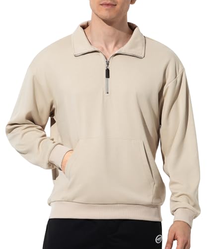 Mauro Kane Herren Pullover Half Zip Sweatshirt Herren ohne Kapuze mit Reißverschluss mit Taschen Sportpullover, S~XXL von Mauro Kane