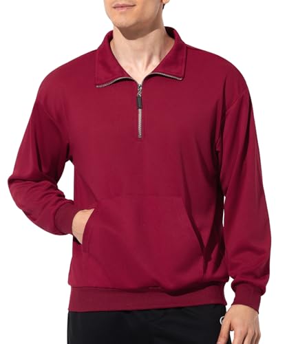 Mauro Kane Herren Pullover Half Zip Sweatshirt Herren ohne Kapuze mit Reißverschluss mit Taschen Sportpullover, S~XXL von Mauro Kane