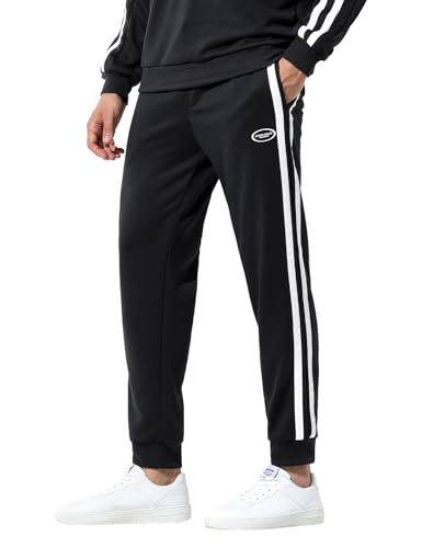 Mauro Kane Herren Jogginghose Sporthose Lang Freizeithose Jog Pants Fitness Hose Trainingshose mit Taschen und Kordelzug Schwarz XL von Mauro Kane