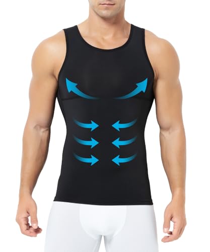 Mauro Kane Shapewear Herren Kompressionsshirt Tank top Unterhemd Body Shaper Bauchweg Figurformendes Kompressions-Shirt, Schwarz, L von Mauro Kane