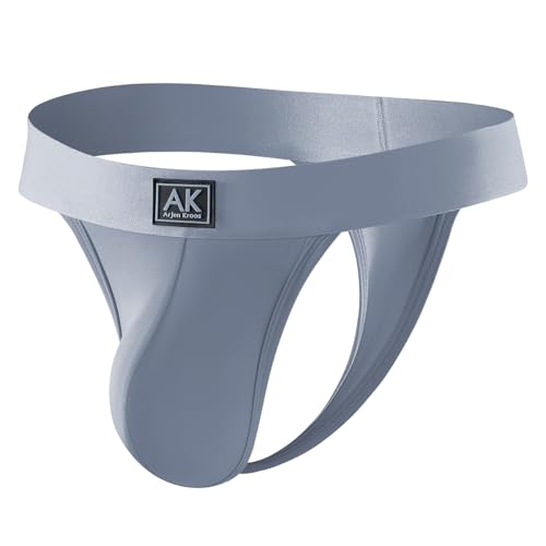 Mauro Kane Herren String Tanga Männer Unterwäsche Strings Thong Unterhosen Atmungsaktiv Low Rise G-String Grau XXL von Mauro Kane