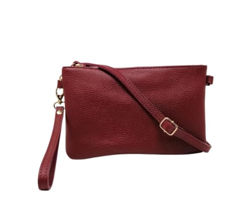 Mauro Pelletteria Damen-Clutch mit Schultergurt, Clutch-Tasche für Damen, elegant, aus weichem Echtleder, hergestellt in Italien, Clutch-Taschen, Modell Mya, bordeaux von Mauro Pelletteria