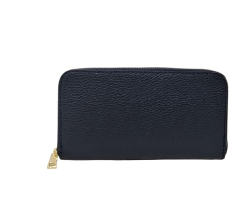 Mauro Pelletteria Damen-Geldbörse aus echtem Leder, hergestellt in Italien, große Damengeldbörse mit Reißverschluss, Modell Lucy, blau, Klassisch von Mauro Pelletteria