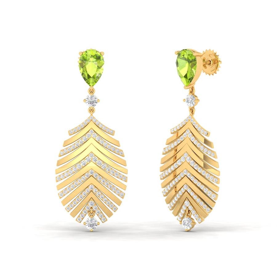 Baumeln Ohrringe Mit Natürliche Peridot Und Diamanten Maurya Palm Beach von MauryaFineJewels