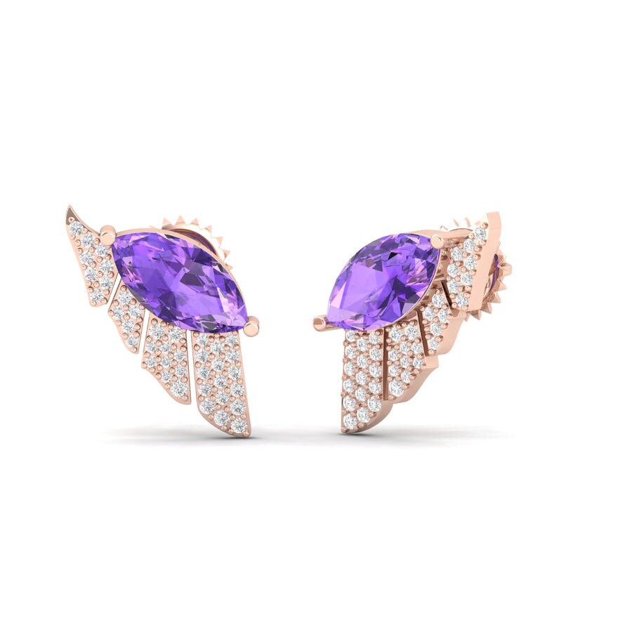 Maurya Amethyst Wings Push Back Ohrringe Mit Diamanten von MauryaFineJewels