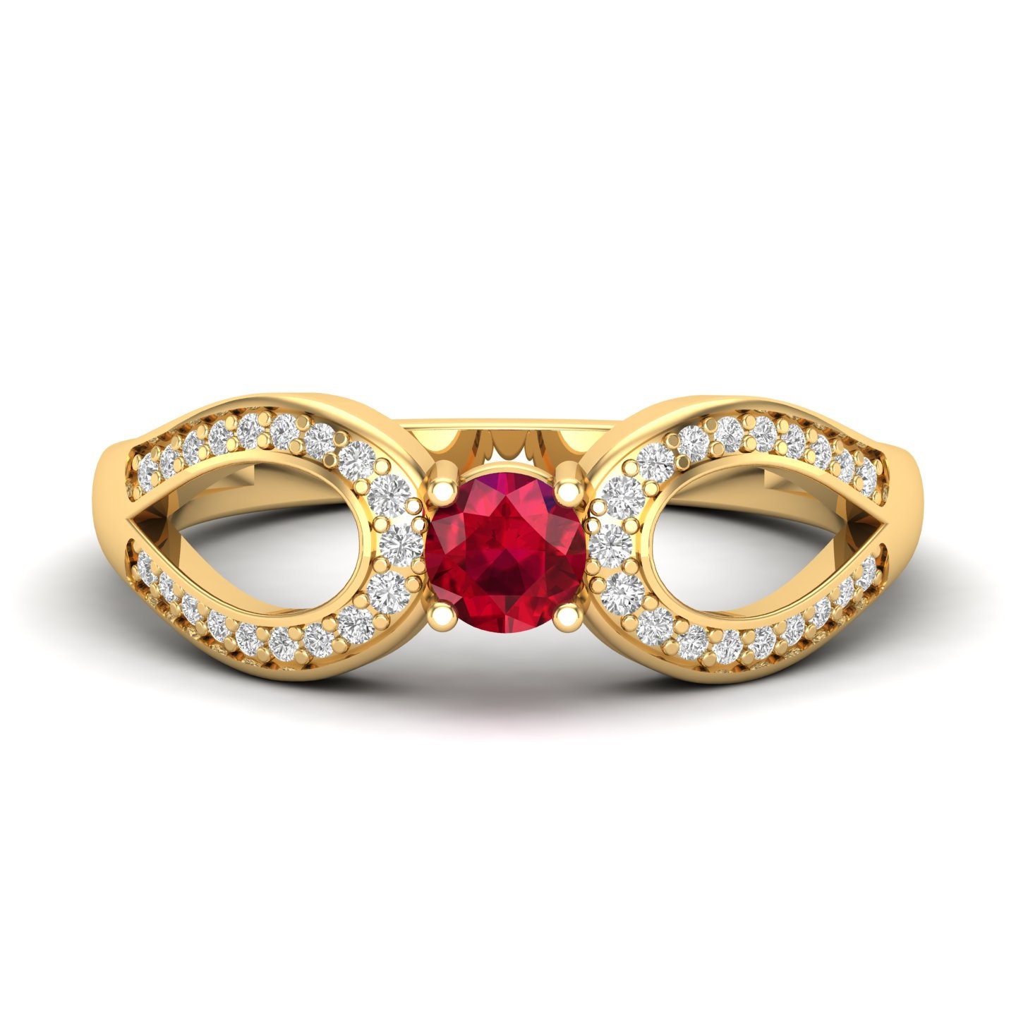 Maurya Ruby Curve Versprechensring Mit Akzent Diamanten Maurya Ruby Curve Versprechensring Mit Akzent Diamanten von MauryaFineJewels