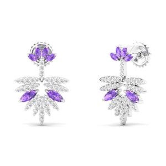 Natürliche Amethyst Baumeln Ohrringe Mit Diamanten Maurya Autumn von MauryaFineJewels