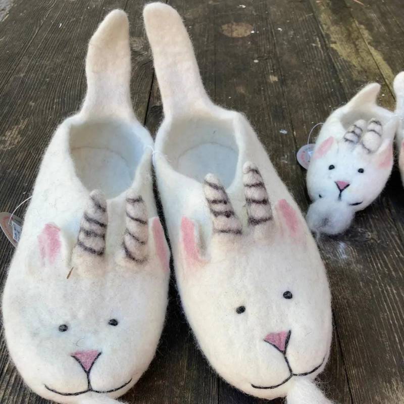 Ziegen Weiß Filzpantoffeln Für Kinder von MausSchuhDe