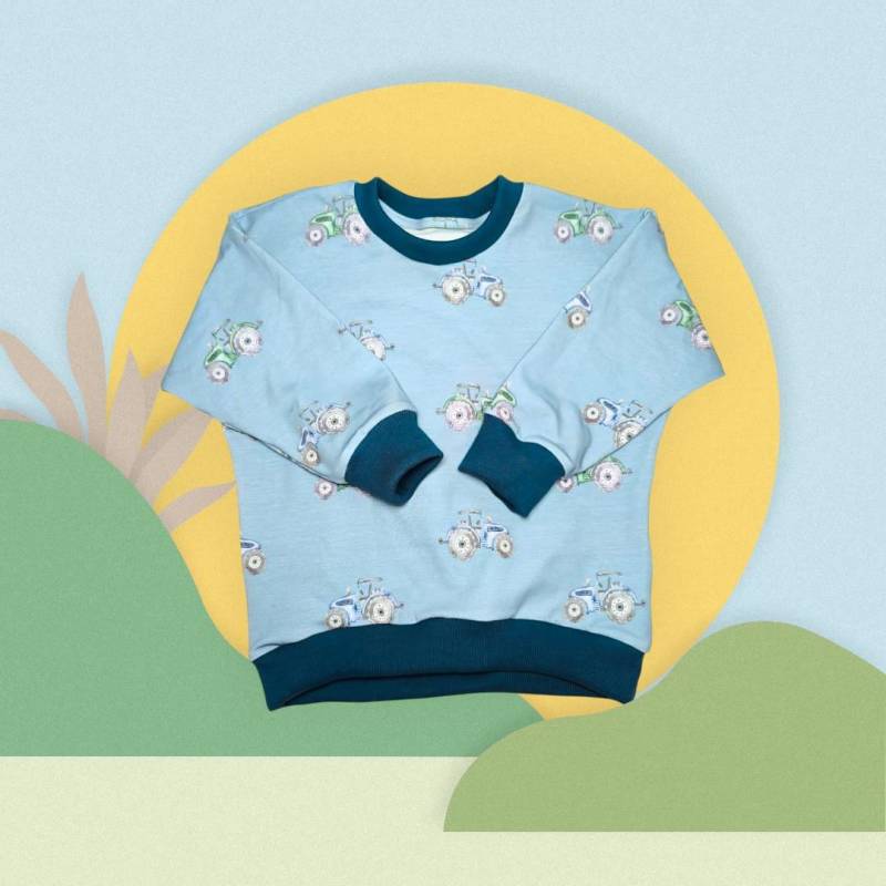 Kinder Pullover Traktor Baumwolle - Oversized Sweater Jungen Sweatshirt Kleidung Geschenk Baby Kleinkind Kind Gr. 56 Bis 164 von MausimHauskreativ