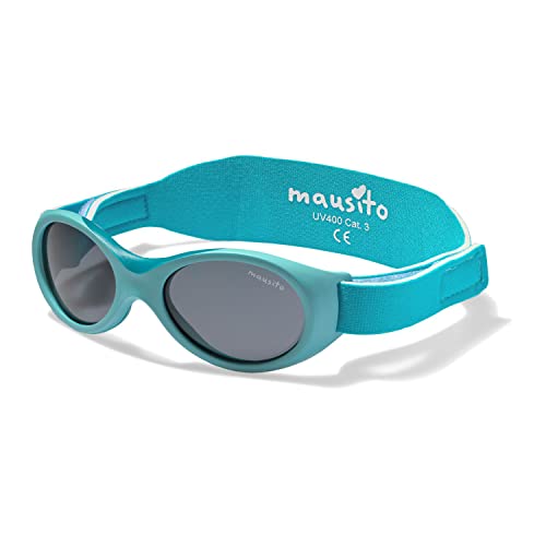 Mausito BABY Sonnenbrille 0-1,5 Jahre Jungen I VERGLEICHSSIEGER Sonnenbrille Baby BPA-frei I 100% UV SCHUTZ I BIEGSAM & verstellbares Band I Europäisches Design Baby Sonnenbrillen von Mausito