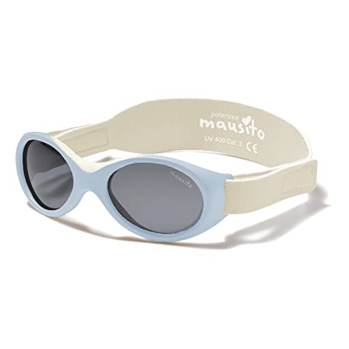 Mausito BABY Sonnenbrille 0-1,5 Jahre BIOPLASTIK & POLARISIERT I VERGLEICHSSIEGER Sonnenbrille Baby Jungen BPA-frei I 100% UV SCHUTZ verstellbares Band & biegsam I Europäisches Design von Mausito