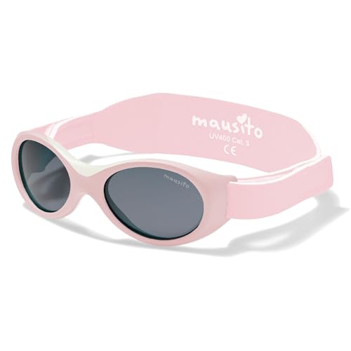 Mausito Baby Sonnenbrille 0-24 Monate I Flexible Säugling Sonnenbrille Gurt BPA-frei I 100% UV-Schutz Stay-in-Place Design, True Rose von Mausito