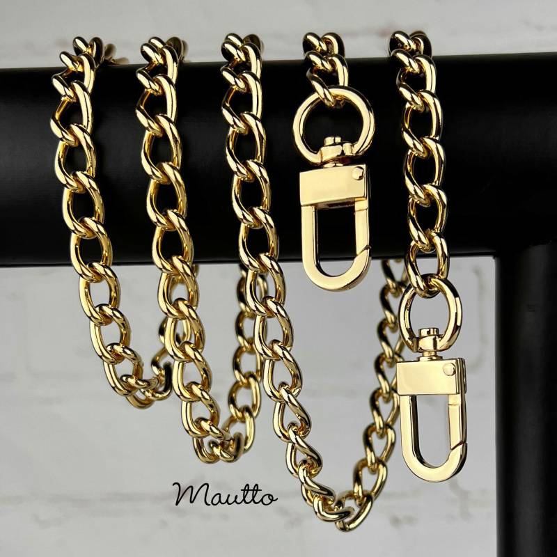 Gold Klassisch Panzerkette Handtasche Gurt - Schmuck Qualität Stahl, Handgefertigt von MauttoAccessories