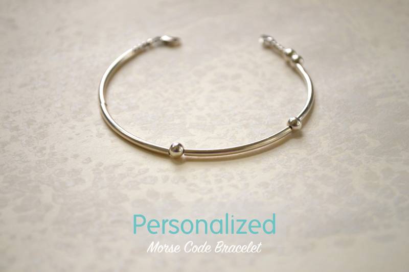 Personalisierte Morse-Code Armband Sterling Silber von Mauxs