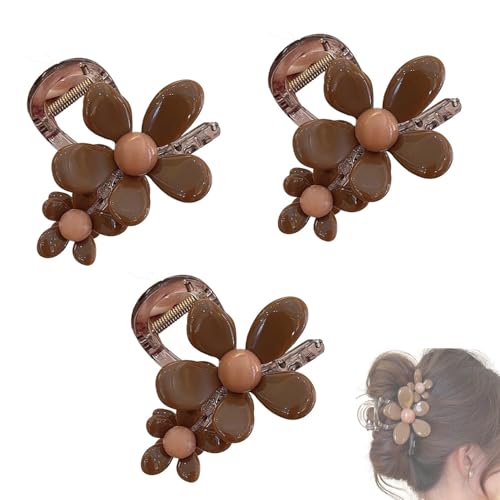 Retro-Blumen-Entenschnabel- und gerade Haarspange, rutschfeste Haarspangen mit Blumen für Damen, matte, flache Haarspangen von MavChanolia