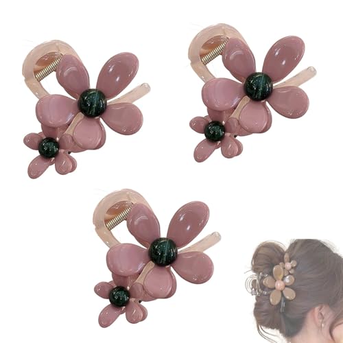 Retro-Blumen-Entenschnabel- und gerade Haarspange, rutschfeste Haarspangen mit Blumen für Damen, matte, flache Haarspangen von MavChanolia