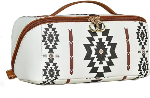 Vielseitige, wasserdichte, tragbare Organizer-Tasche, Kosmetiktasche im Boho-Western-Stil, lässige PU-Organizer-Tasche im Farbblock-Design, große Kosmetiktasche für unterwegs Vielseitige, wasserdichte, tragbare Organizer-Tasche, Kosmetiktasche im Boho-Western-Stil, lässige PU-Organizer-Tasche im Farbblock-Design, große Kosmetiktasche für unterwegs von MavChanolia