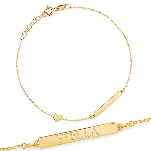 Maverton Damen Armband in 925er Sterlingsilber vergoldet - mit Kreuzen + personalisierte Geschenkbox mit Gravur - Weihnachtsgeschenke - Geschenk für Frauen - Länge: 13-17 cm - Silber von Maverton