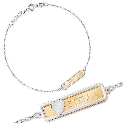 Maverton ID Kinderarmband 925 Silber mit Namen + personalisierte Geschenkbox mit Gravur - Namensarmband für Jungen zur Geburt zur Taufe - Baby Armkette zum Geburtstag - Länge: 13-16 cm von Maverton