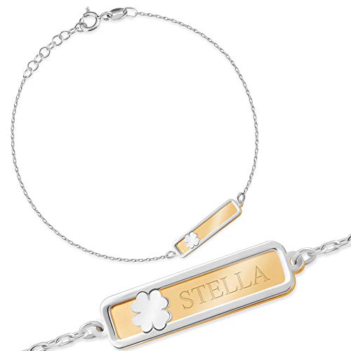 Maverton ID Kinderarmband 925 Silber mit Namen + personalisierte Geschenkbox mit Gravur - Namensarmband für Jungen zur Geburt zur Taufe - Baby Armkette zum Geburtstag - Länge: 13-16 cm von Maverton