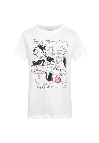 Mavi Damen Shirts Kurzarm CAT Wool T-Shirt Print T-Shirt von Mavi