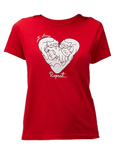 Mavi Basic T-Shirt Salsa red Katzenprint CAT Heart 1612604, Größe:L von Mavi