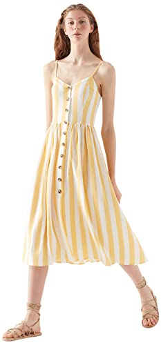 Mavi Damen Button Dress Lässiges Kleid, French vanilia Stripe, L von Mavi