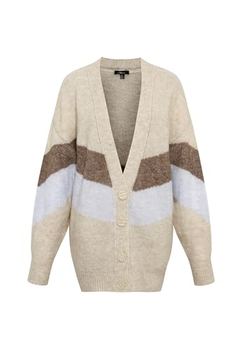 Mavi Damen Buttoned Cardigan Strickjacke, Taupe Grey Stripe, Small von Mavi