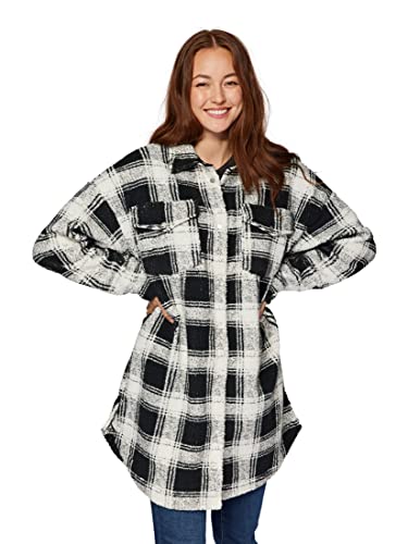 Mavi Damen Long Sleeve Shirt Bluse, Black Check Print, XL von Mavi