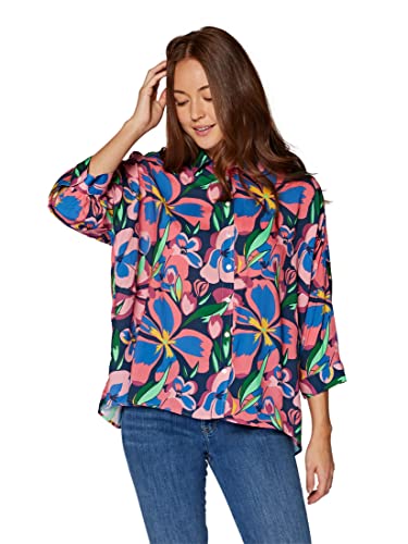 Mavi Damen Long Sleeve Shirt Bluse, Navy Big Flower Rose Violet Print, S von Mavi