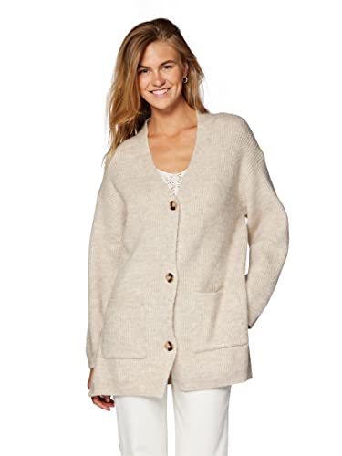 Mavi Damen Pocket Cardigan Strickjacke, Oatmeal Melange, S/ von Mavi