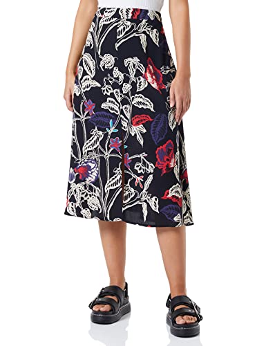 Mavi Damen Printed Skirt Kleid, Black Retro Flower Print, L von Mavi