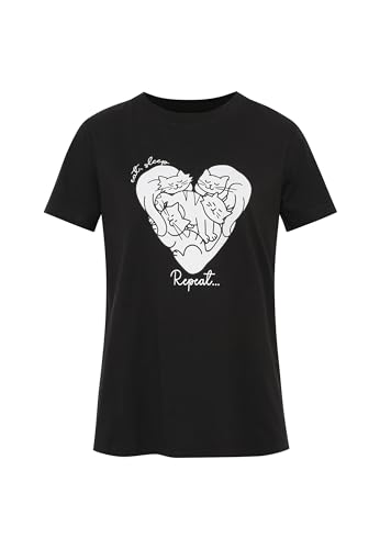 Mavi Damen Shirts Kurzarm CAT Heart T-Shirt Print T-Shirt Mavi Damen Shirts Kurzarm CAT Heart T-Shirt Print T-Shirt von Mavi