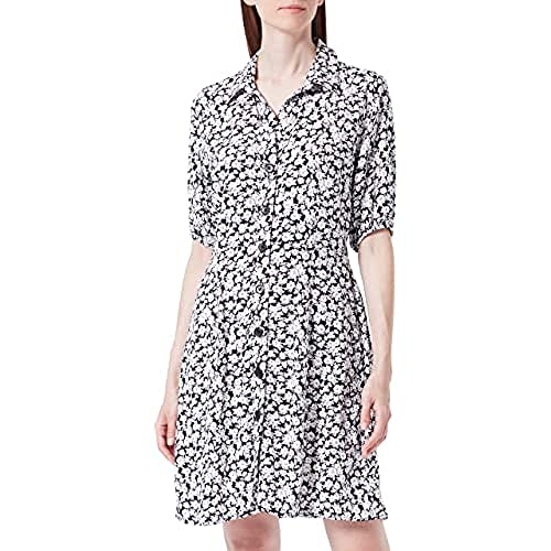 Mavi Damen Short Sleeve Dress Kleid, Black Sketch Flower Print, XS/ von Mavi