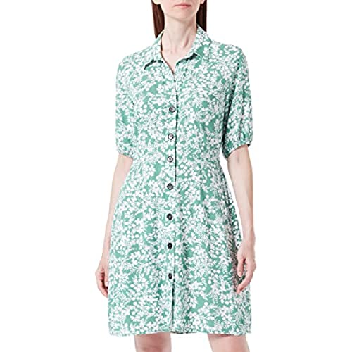 Mavi Damen Short Sleeve Dress Kleid, Shale Green Plant Print, S/ von Mavi