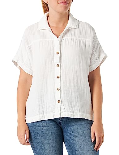 Mavi Damen Short Sleeve Shirt Bluse, weiß, beige, L von Mavi