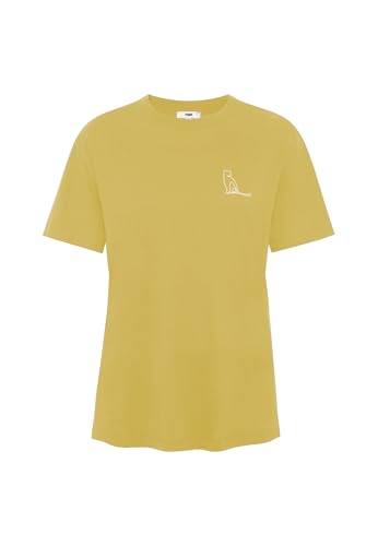 Mavi Damen T-Shirt Rundhals Kurzarm Top Oberteil mit Print Regular fit Basic, Farben:Gelb, Größe:XS von Mavi