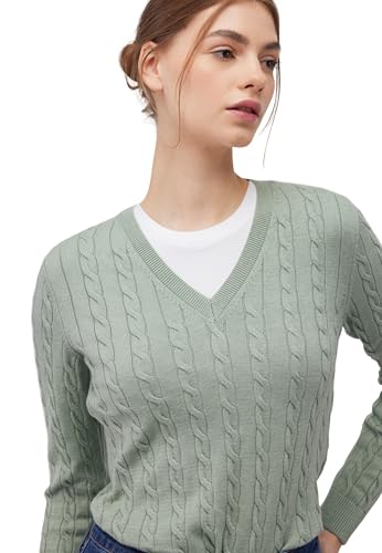Mavi Damen V-Neck Sweater Pullover, Lily pad, L von Mavi