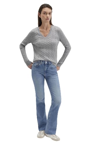 Mavi Damen V-Neck Sweater Pullover, Mid Grey Melange, M von Mavi