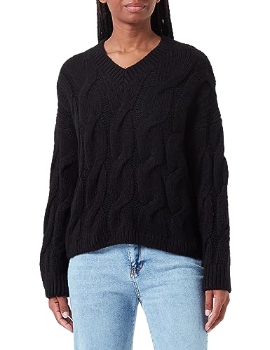 Mavi Damen V Neck Sweater Pullover, schwarz, Large von Mavi