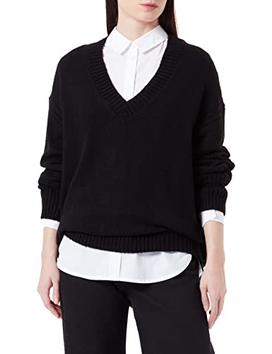 Mavi Damen V Neck Sweater Sweatshirt, Black, L/ von Mavi