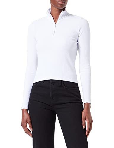 Mavi Damen Zip UP TOP T-Shirt, Antique White, L von Mavi