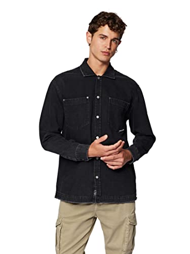 Mavi Herren Long Sleeve Shirt Hemd, Black Denim, XL von Mavi